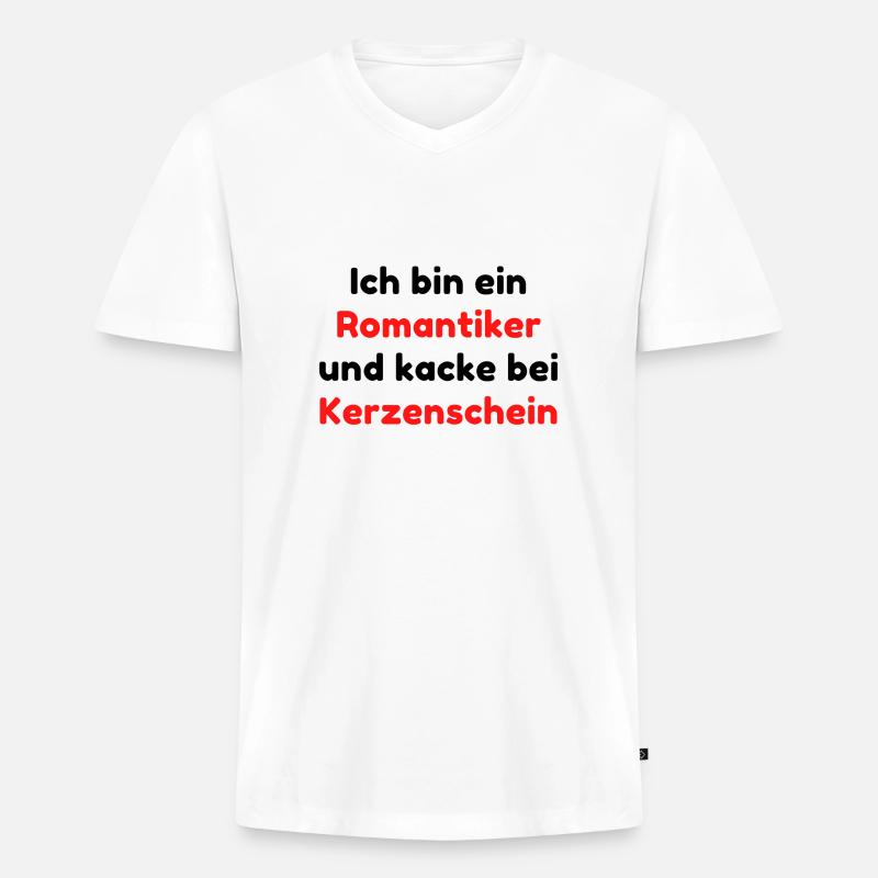 Ich bin ein Romantiker - Männer Premium Bio T-Shirt mit V-Ausschnitt - Weiß