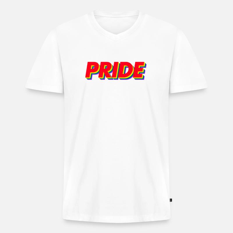 Pride 3D Regenbogenfarben - Männer Premium Bio T-Shirt mit V-Ausschnitt - Weiß