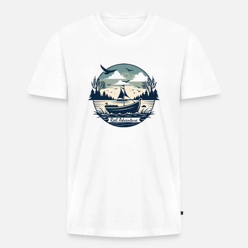 BOOTE, ROLLENABENTEUER - Männer Premium Bio T-Shirt mit V-Ausschnitt - Weiß