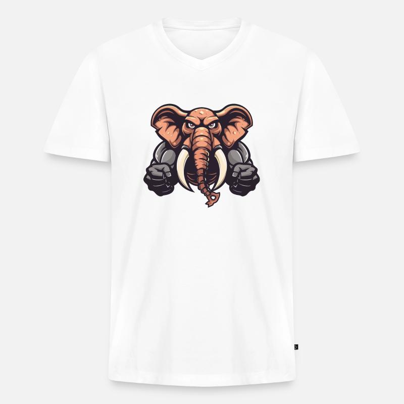 Elefant Tier Comic - Männer Premium Bio T-Shirt mit V-Ausschnitt - Weiß