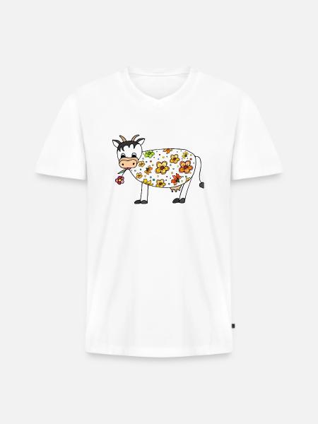 Vache - T-shirt encolure en V Premium bio Homme - blanc