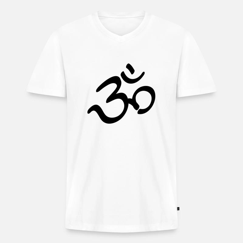 Devanagari Om - Männer Premium Bio T-Shirt mit V-Ausschnitt - Weiß