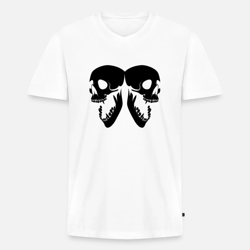 skulls - Männer Premium Bio T-Shirt mit V-Ausschnitt - Weiß