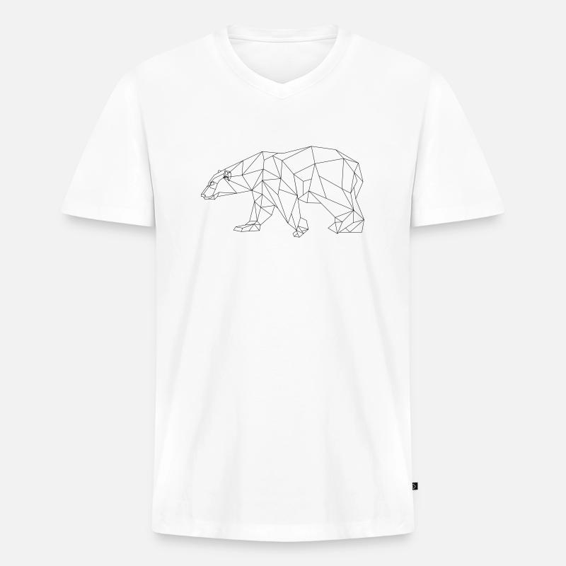 Polygon Eisbär - Männer Premium Bio T-Shirt mit V-Ausschnitt - Weiß