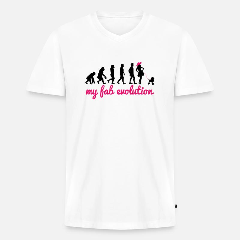 Hund / Pudel: My Fab Evolution - Männer Premium Bio T-Shirt mit V-Ausschnitt - Weiß