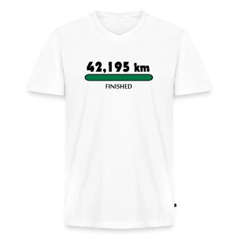 Marathon Finisher - Männer Premium Bio T-Shirt mit V-Ausschnitt - Weiß - Vorne - Nico (187cm)