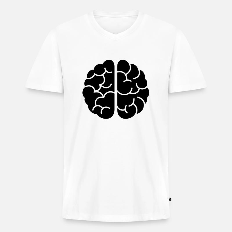 Brain - Männer Premium Bio T-Shirt mit V-Ausschnitt - Weiß