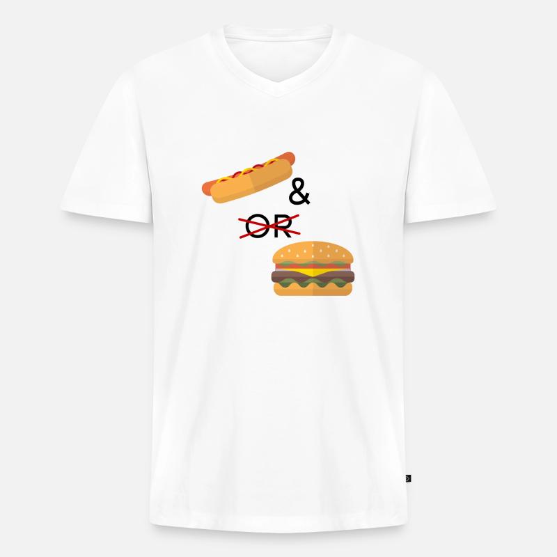 Hotdog oder Burger - Männer Premium Bio T-Shirt mit V-Ausschnitt - Weiß