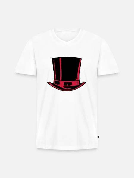 grand chapeau haut 2509 - T-shirt encolure en V Premium bio Homme - blanc