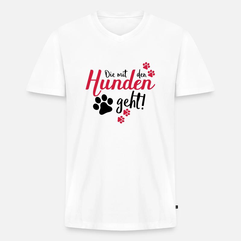 die mit den hunden geht - Männer Premium Bio T-Shirt mit V-Ausschnitt - Weiß