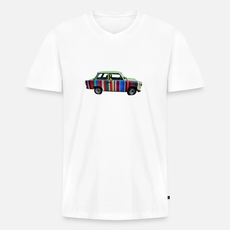 blockedName - Männer Premium Bio T-Shirt mit V-Ausschnitt - Weiß