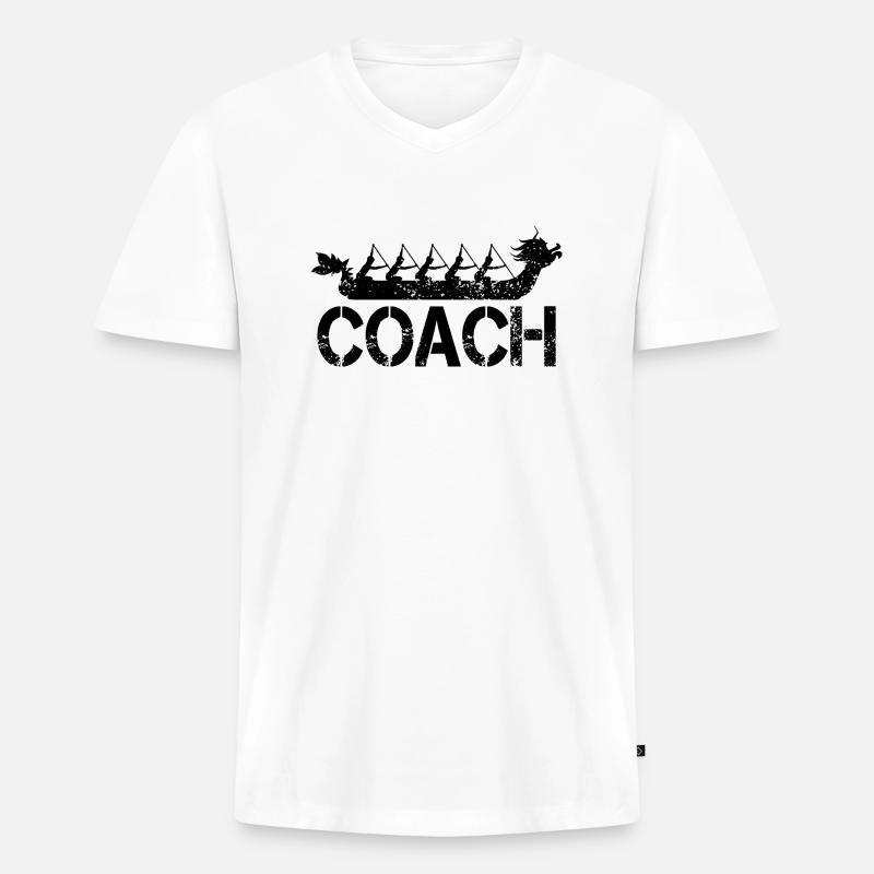 Drachenboot Trainer - Männer Premium Bio T-Shirt mit V-Ausschnitt - Weiß