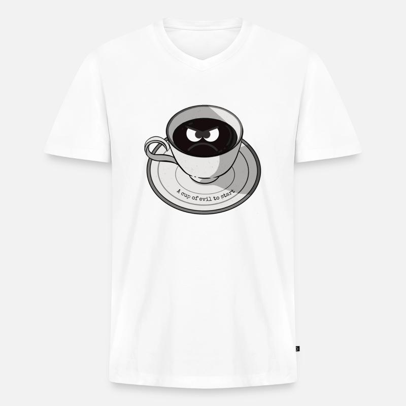 Evil Cup - Männer Premium Bio T-Shirt mit V-Ausschnitt - Weiß