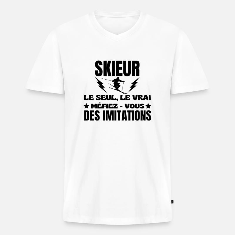 SKIFAHRER DER EINZIG WAHRE - Männer Premium Bio T-Shirt mit V-Ausschnitt - Weiß
