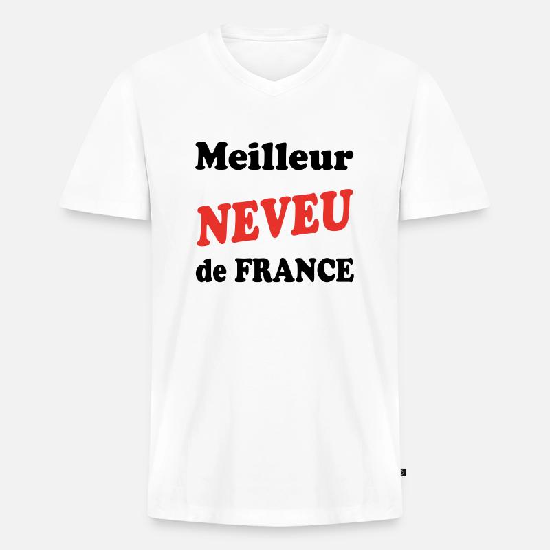 Bester Neffe Frankreichs - Männer Premium Bio T-Shirt mit V-Ausschnitt - Weiß
