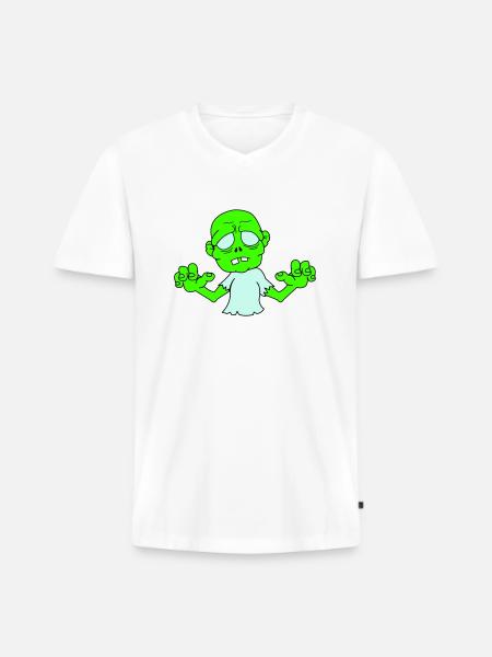 Zombie - Men's Premium Organic T-shirt with V-neck - white