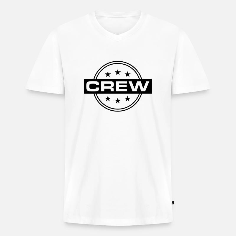 Crew - Männer Premium Bio T-Shirt mit V-Ausschnitt - Weiß