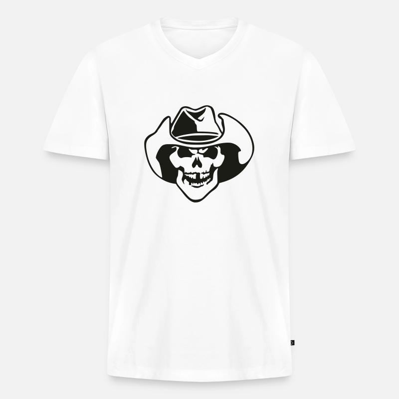 bone head / Knochenkopf - Männer Premium Bio T-Shirt mit V-Ausschnitt - Weiß
