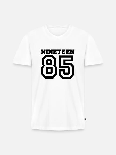 1985 - Männer Premium Bio T-Shirt mit V-Ausschnitt - Weiß