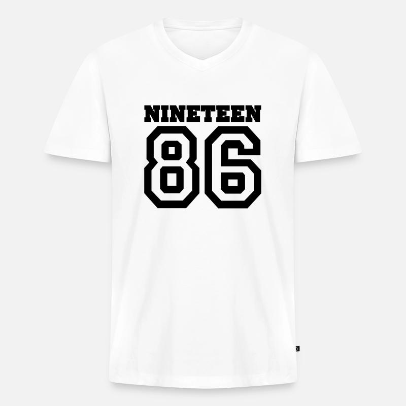 1986 - Männer Premium Bio T-Shirt mit V-Ausschnitt - Weiß