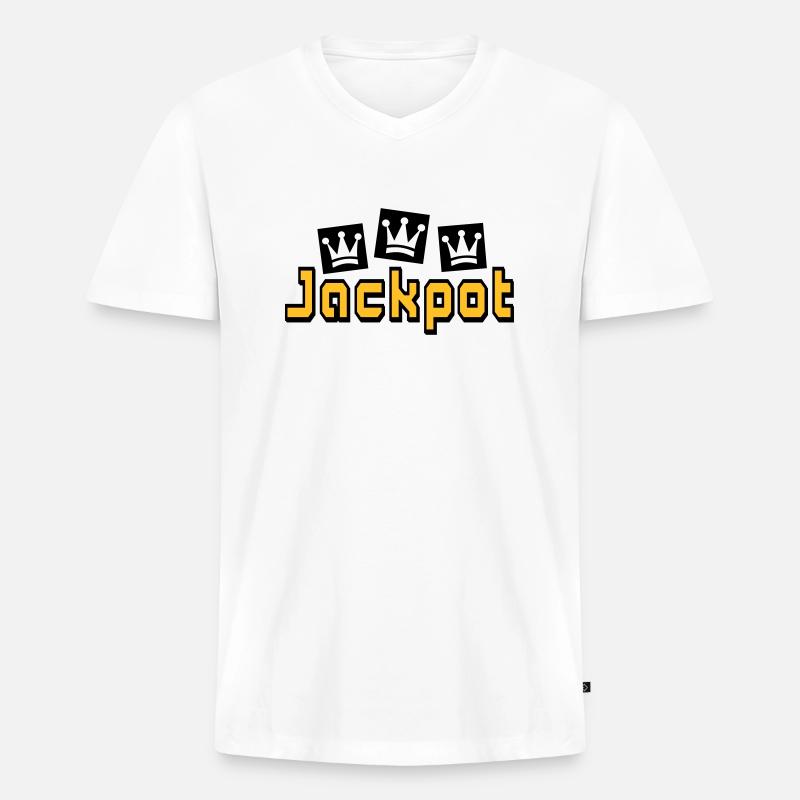 jackpot - Männer Premium Bio T-Shirt mit V-Ausschnitt - Weiß