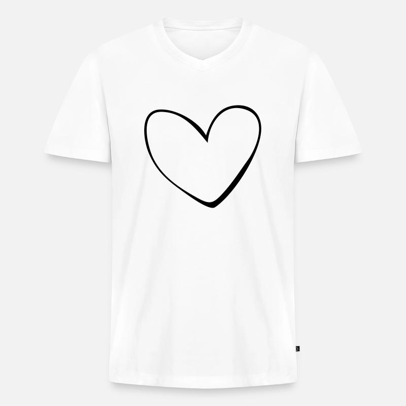 Herz - Männer Premium Bio T-Shirt mit V-Ausschnitt - Weiß