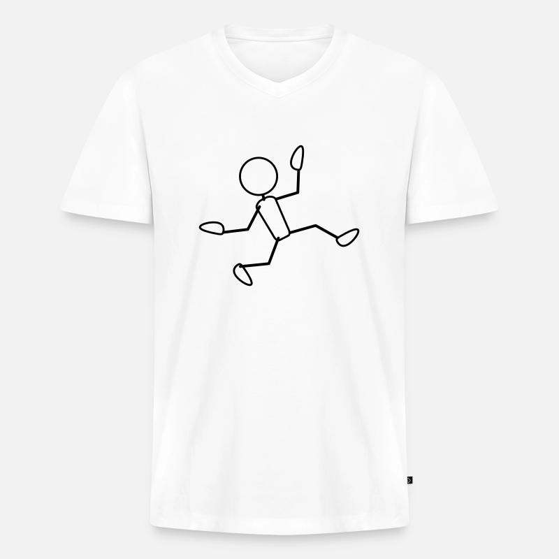 happy_1c - Männer Premium Bio T-Shirt mit V-Ausschnitt - Weiß