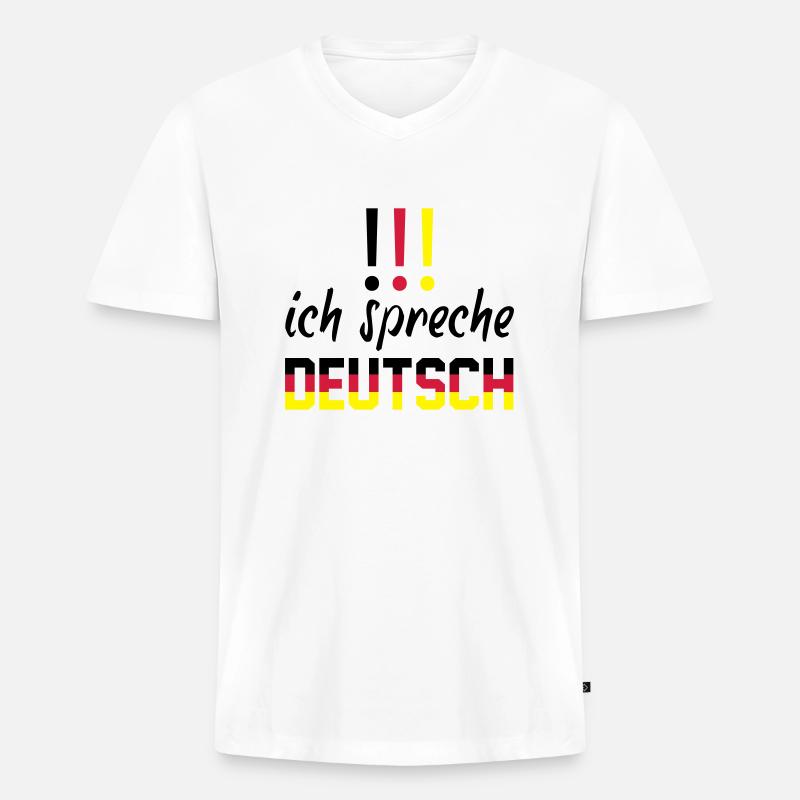 ich_spreche_deutsch - Männer Premium Bio T-Shirt mit V-Ausschnitt - Weiß