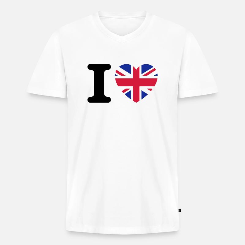I love UK - Männer Premium Bio T-Shirt mit V-Ausschnitt - Weiß