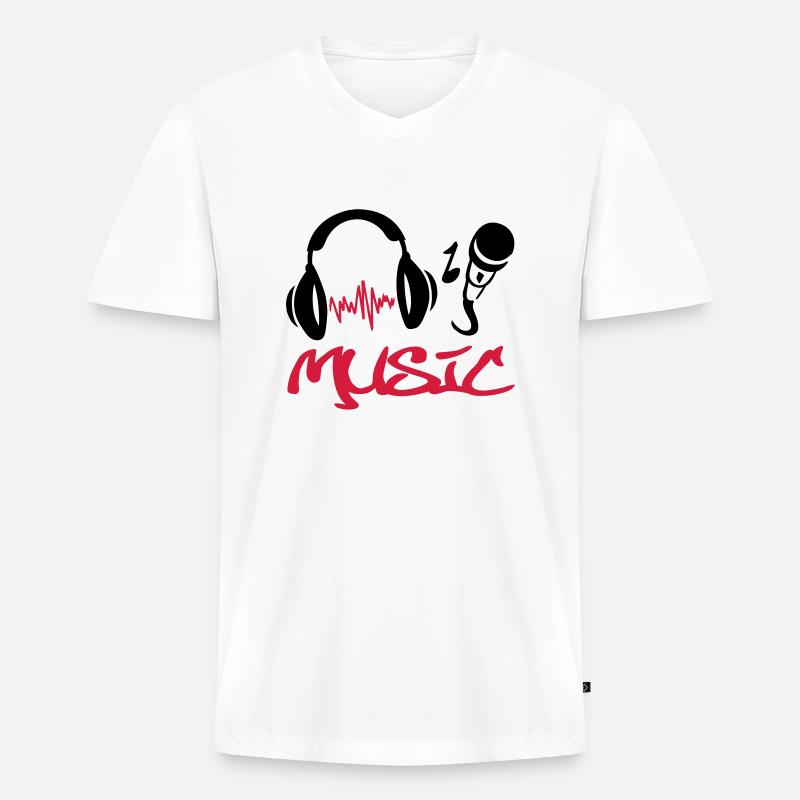 music_49 - Männer Premium Bio T-Shirt mit V-Ausschnitt - Weiß