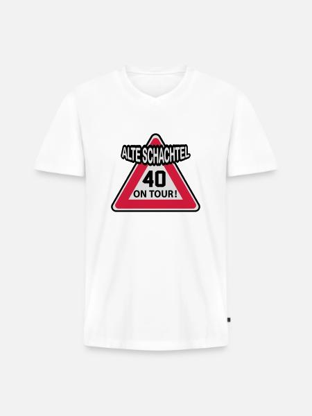 40 - Men's Premium Organic T-shirt with V-neck - white