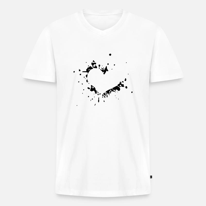 Cuore Cuore - Maglietta ecologica premium da uomo con scollo a V - bianco