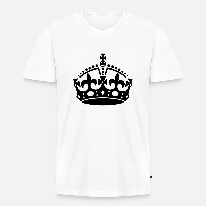 Bleib 'ruhig Crown - Männer Premium Bio T-Shirt mit V-Ausschnitt - Weiß