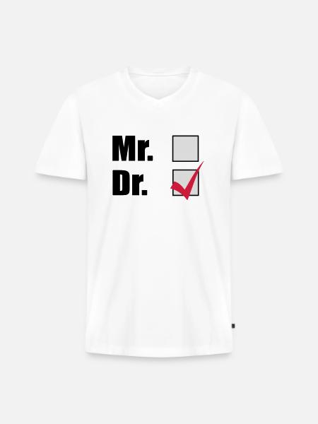 Doktortitel - Männer Premium Bio T-Shirt mit V-Ausschnitt - Weiß