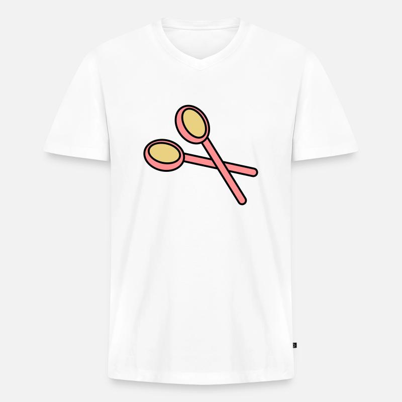 holzloeffel2 - Männer Premium Bio T-Shirt mit V-Ausschnitt - Weiß