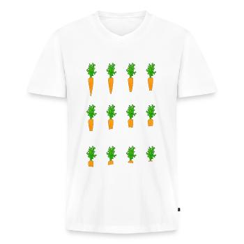 The yummy carrot - Männer Premium Bio T-Shirt mit V-Ausschnitt - Weiß - Vorne - Nico (187cm)