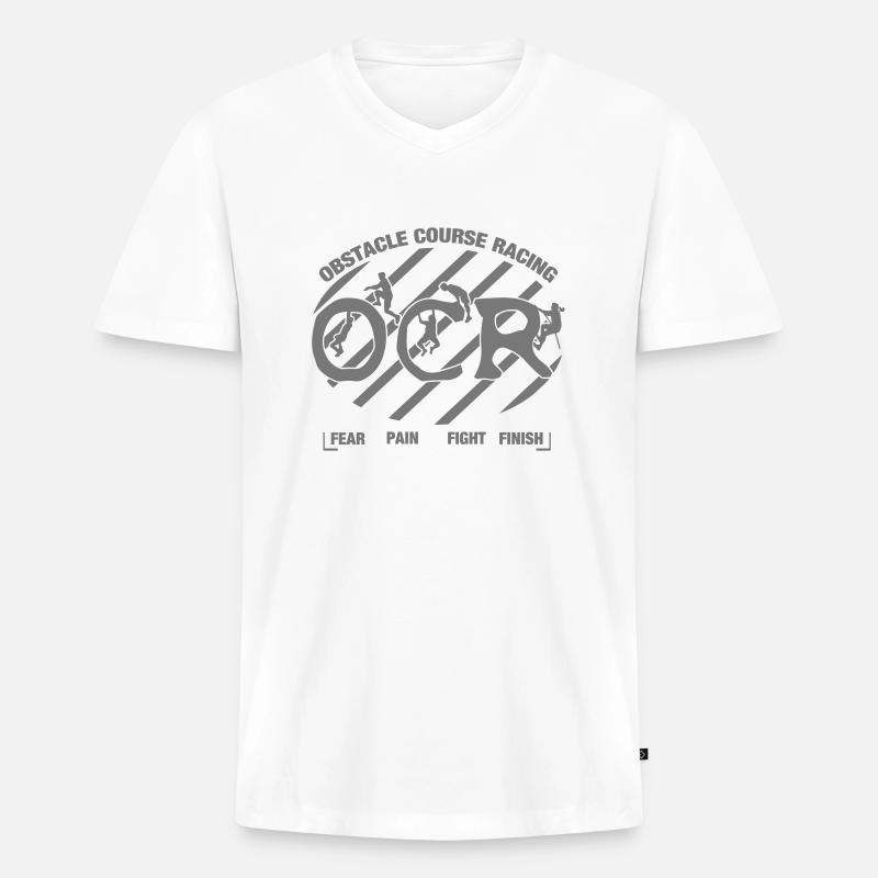 OCR Obstacle Course Racing - Männer Premium Bio T-Shirt mit V-Ausschnitt - Weiß
