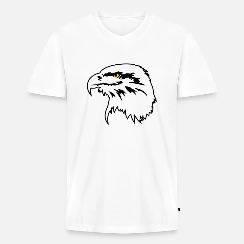 Adlerkopf - Männer Premium Bio T-Shirt mit V-Ausschnitt - Weiß