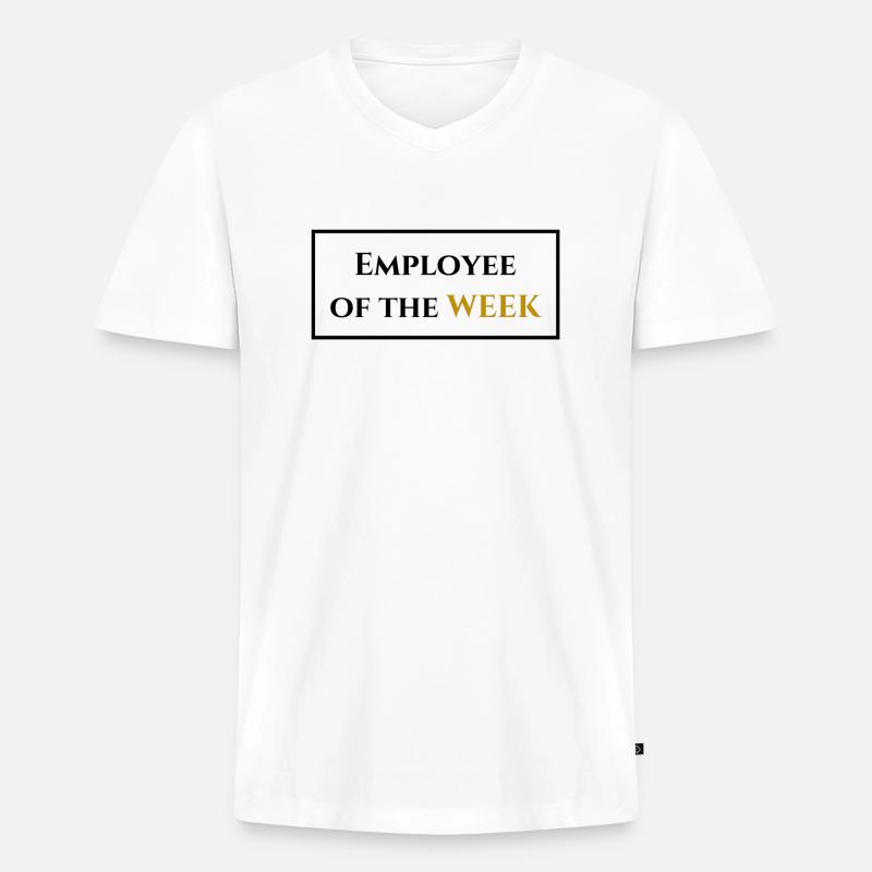 Mitarbeiter der Woche - Männer Premium Bio T-Shirt mit V-Ausschnitt - Weiß