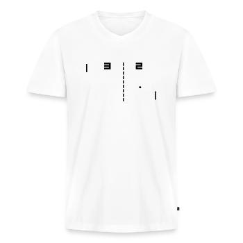 pong - T-shirt encolure en V Premium bio Homme - blanc - Devant - Nico (187cm)