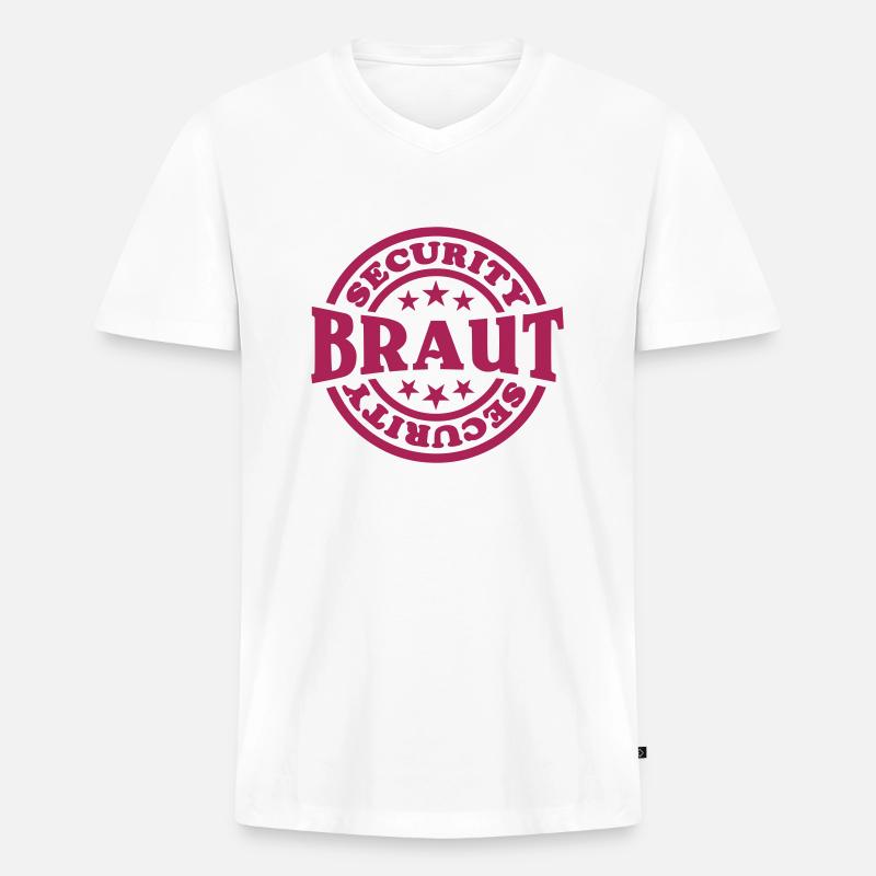 Braut Security (Stempel) - Männer Premium Bio T-Shirt mit V-Ausschnitt - Weiß