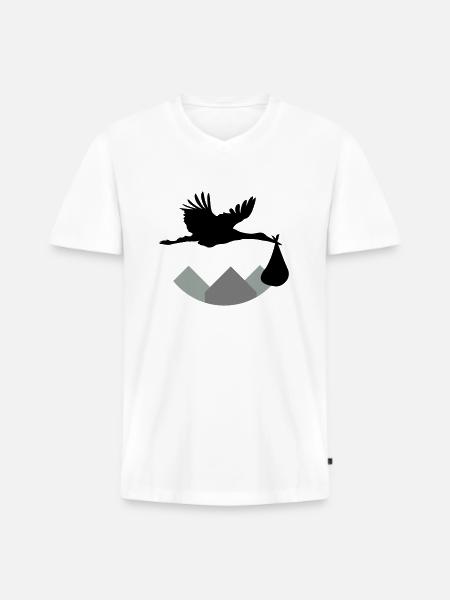 Stork & Baby (Vector) - Men's Premium Organic T-shirt with V-neck - white