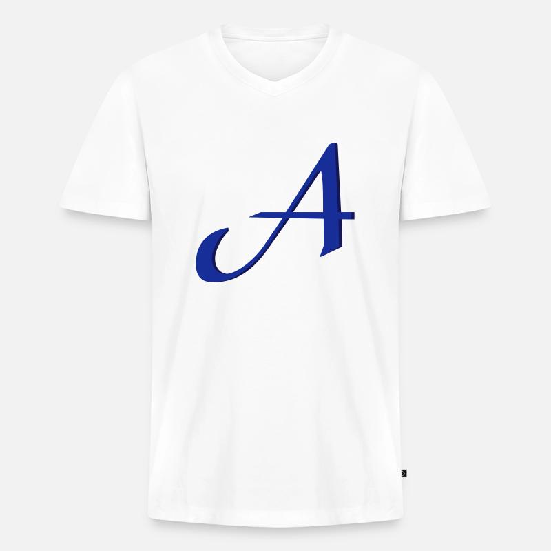 A, Buchstaben, Letters, Initialen - Männer Premium Bio T-Shirt mit V-Ausschnitt - Weiß