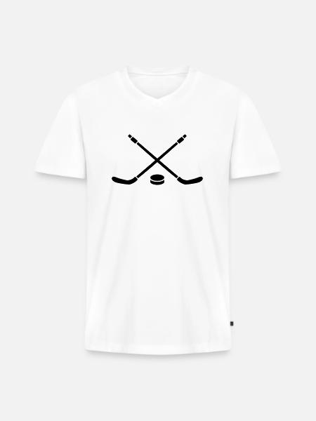 Eishockey - Männer Premium Bio T-Shirt mit V-Ausschnitt - Weiß