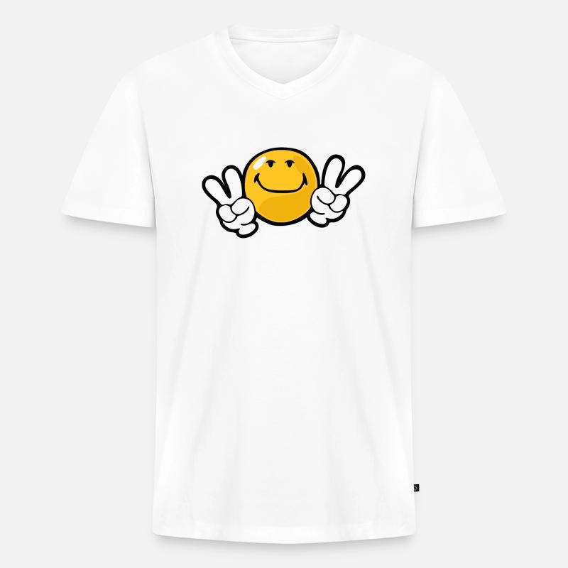 Smiley Confidence Ambition - Männer Premium Bio T-Shirt mit V-Ausschnitt - Weiß
