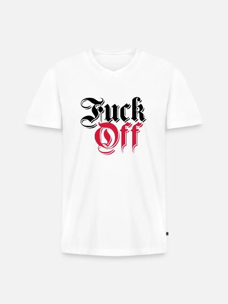 retro gammelt tysk skriften German fanden dig ud t - Premium økologisk T-shirt med V-hals til mænd - hvid