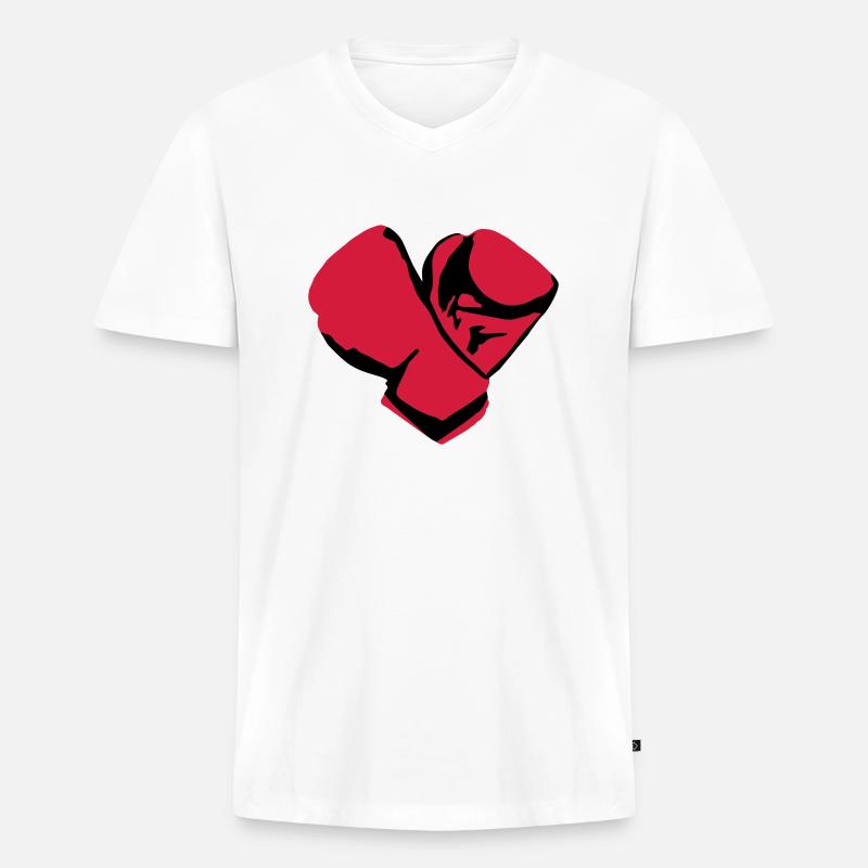 Boxen, Boxhandschuhe - Männer Premium Bio T-Shirt mit V-Ausschnitt - Weiß