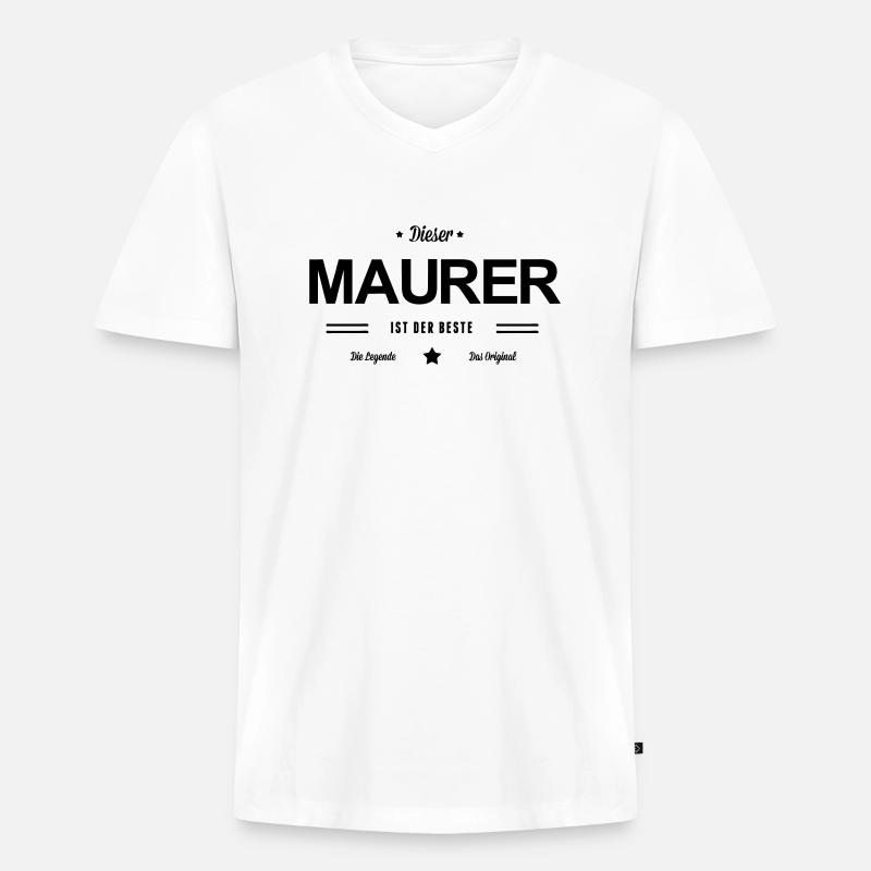 Bester Maurer - Männer Premium Bio T-Shirt mit V-Ausschnitt - Weiß