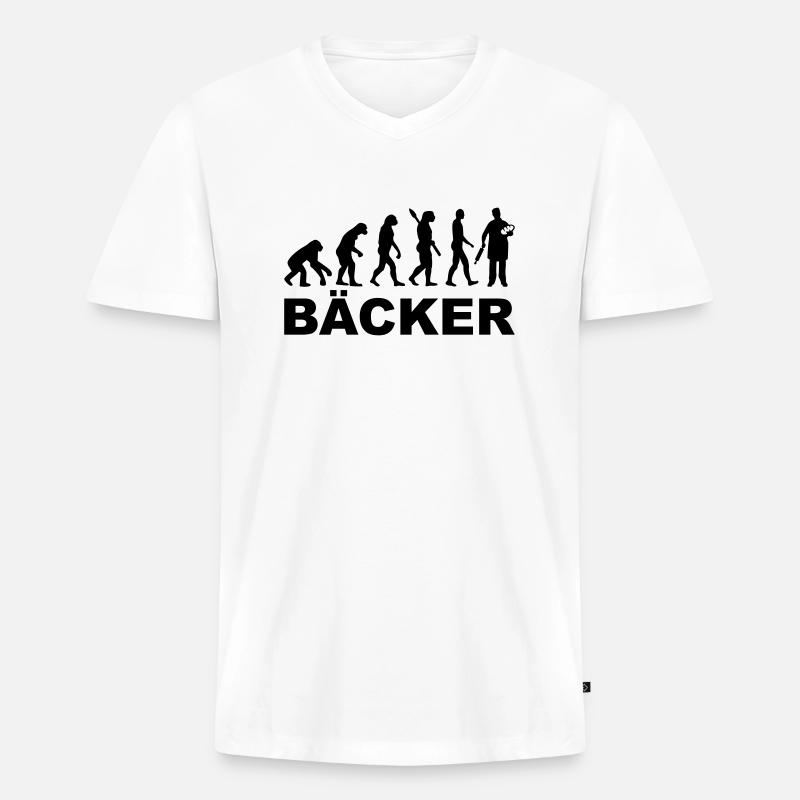 Bäcker - Männer Premium Bio T-Shirt mit V-Ausschnitt - Weiß