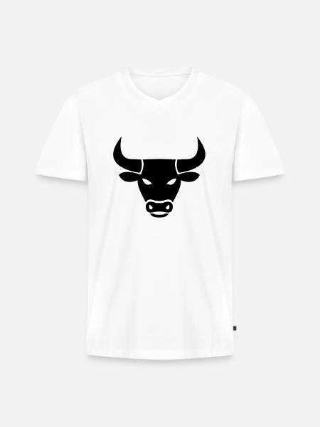 stier_001 - Men's Premium Organic T-shirt with V-neck - white